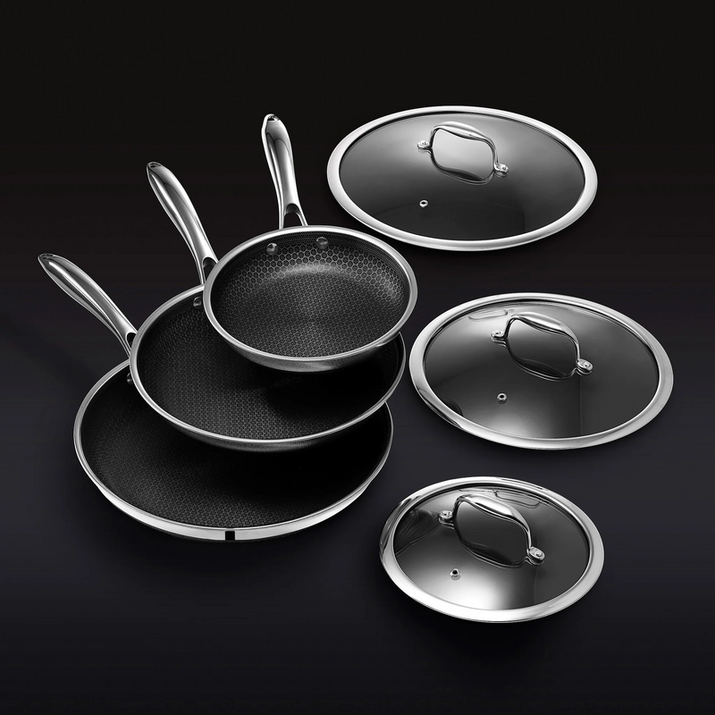 Hybrid Fry Pan Set with Lids, 6pc S3